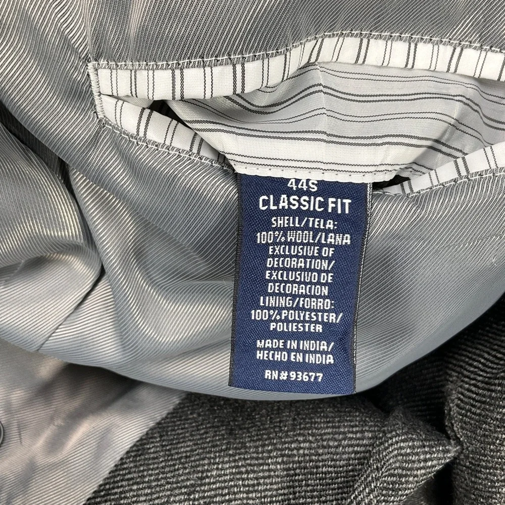 Stafford Signature Blazer Men 44S Gray Herringbone‎ Elbow Patch Academia Classic